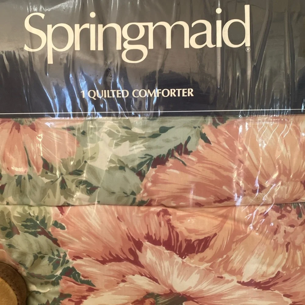 NWT vintage springmaid comforter queen/king ginelle floral pink green